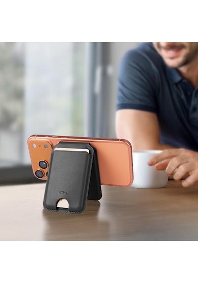 Wiwu Mw-007p Magnetik Standlı Kartlık Kablosuz Şarj Findmy Ve Find Hub Özellikli Mag Wallet Siyah
