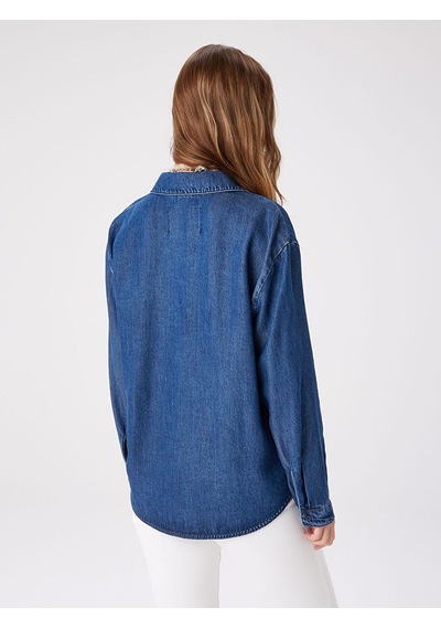 Faik Sönmez Lyocelli Aksesuar Detaylı Jean Gömlek W27jgm001 Uw27jgm00127 İndigo