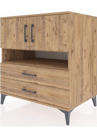 Kronos Şifonyer 3 Raflı 2 Çekmeceli 2 Kapaklı 88x59x96 Çam-çam Atlas Çam