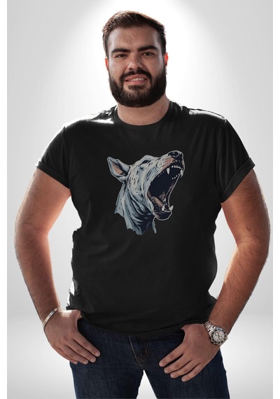Bull Terier Köpek Havlama Unisex Unisex Siyah Organik Baskılı T-shirt Penye Yüksek Kalite Siyah
