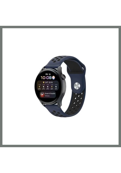 Bezos Watch 20mm Uyumlu Spor Delikli Kordon - Lacivert-siyah Mmbz