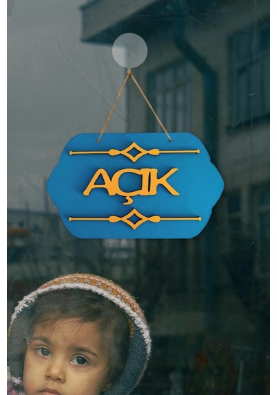 Turkuaz Ahşap Butik Açık/kapalı Tabelası - Akrilik Boyalı Özel Tasarım
