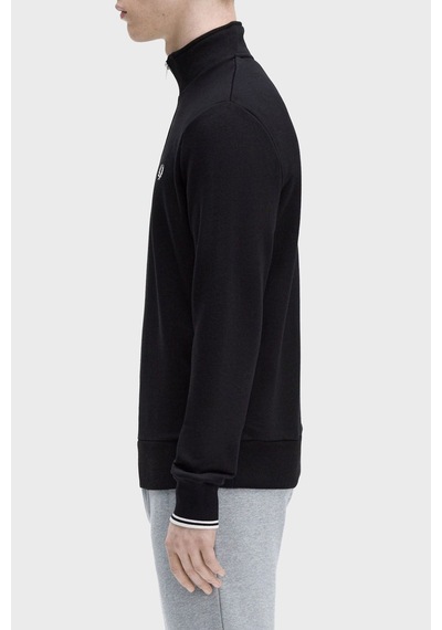 Fred Perry M3574 Half Zip Erkek Sweatshirt Siyah-Beyaz