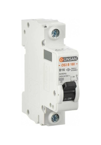 1 Adet Günsan 1x16a B Tipi 6ka Otomatik Sigorta Os3b160-16