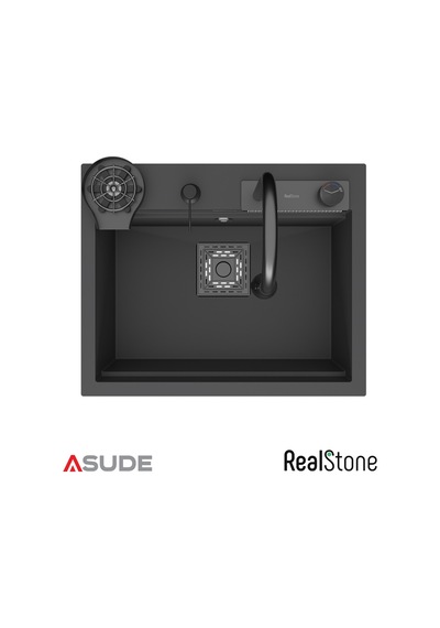 Realstone Angel Akıllı Granit Evye + Aksesuar Set Antrasit