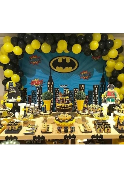 Batman Temalı Doğum Günü Balon Zinciri  100 Adet Balon ve Batman