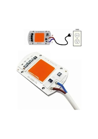 220v 50w Bitki Büyütme Ledi, Tüm Işık Spektrumlu Klemensli Açık Bej
