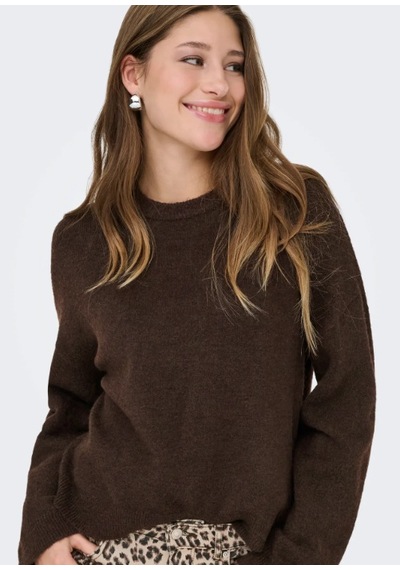 Only Kadın Onlsımonı L/s O-neck Kazak - 15368976 Kahverengi