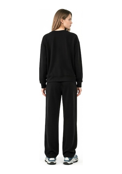 Hiccup Modal Touch Basic Sweatshirt & Geniş Paça Pantolon İkili Takım Siyah