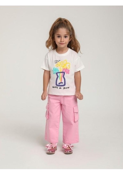 Escabel Kız Çocuk Pamuklu Punch İşlemeli T-shirt-15665 Çok Renkli