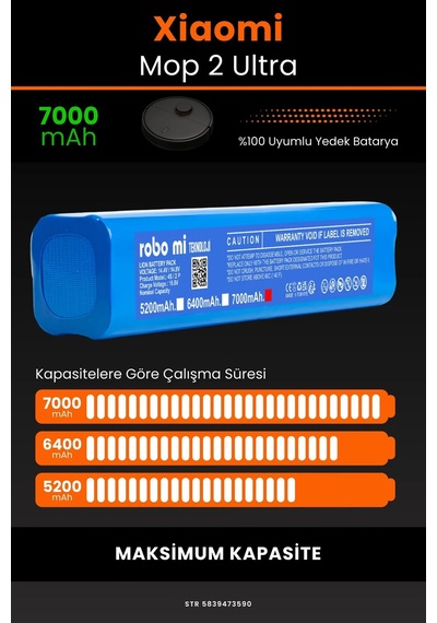 Xiaomi Mi Robot Mop 2 Ultra 7000mAh Robot Süpürge Bataryası