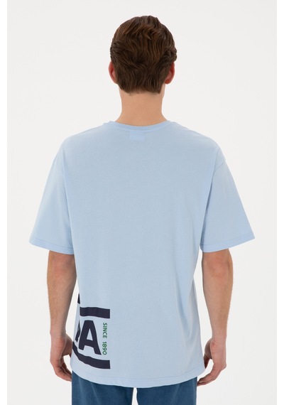 U.S. Polo Assn. Erkek Comfort Fit Bisiklet Yaka Açık Mavi Tişört 50306879-VR003
