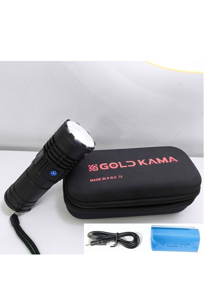 Gold Km T406 Şarjlı El Feneri 100w Işık Gücü Zoomlu 8800 Mah 5mod