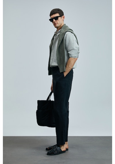 Lufian Karl Smart Erkek Chino Pantolon Slim Fit Siyah Siyah 111190350100100 Siyah