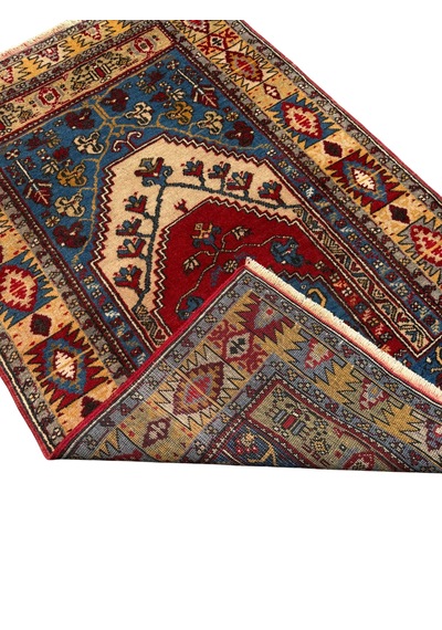 El Dokuma Hatalı Yahyalı Seccade Namazlık 100x157 Kök Boya Yün Halı Renkli