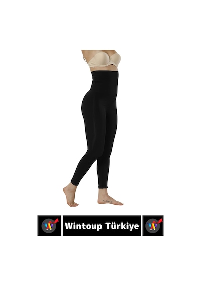 Wintoup Doğal Görünüm Çift Kat Bel Vücut Toparlayıcı Lazer Kesim Yüksek Bel Korse Tayt Çok Renkli