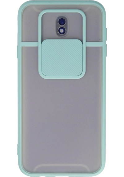 Newface Samsung Galaxy Uyumlu J7 Pro / J730 Kılıf Palm Buzlu Kamera Sürgülü Silikon Semeglbl - 59 - Turkuaz