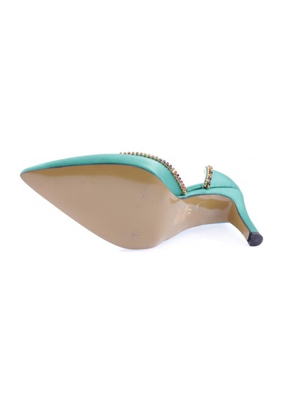 Dgn 1328 Kadin Transparan Detayli Stiletto 1328-2150-R12562 Yeşil Saten