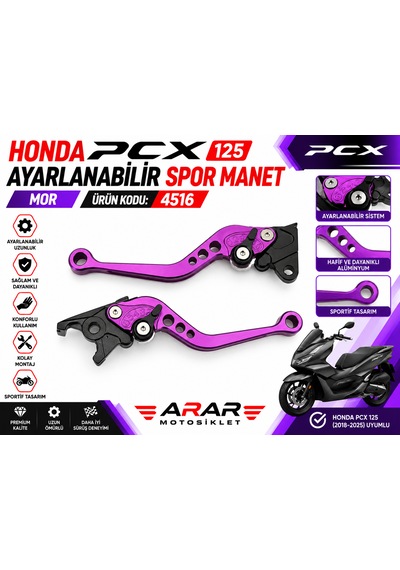 Honda Pcx 125 Ayarlanabilir Spor Manet Mor-4516 Takım