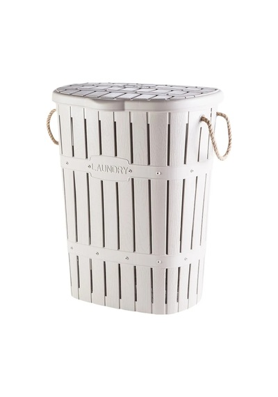 65 Litre Bambu Dokulu Kapaklı Kirli Çamaşır Sepeti Ve 3'lü Mikrofiber Temizlik Bezi Seti Beyaz - 892391513 Beyaz