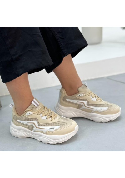 Papuçcity Slzr 02754 Unisex Yüksek Taban Günlük Spor Ayakkabı Bej