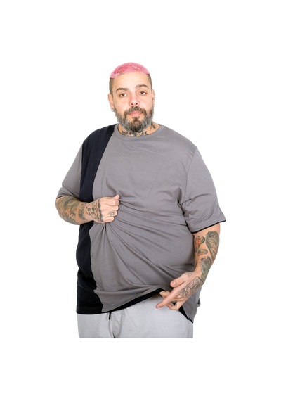 Mode Xl Büyük Beden Erkek Parçalı Md08 T-shirt U22134 Fume Füme