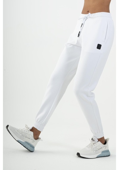 Maraton Sportswear Comfort Kadın Dönüşlü Paça Basic Beyaz Eşofman Altı 22163-beyaz Beyaz