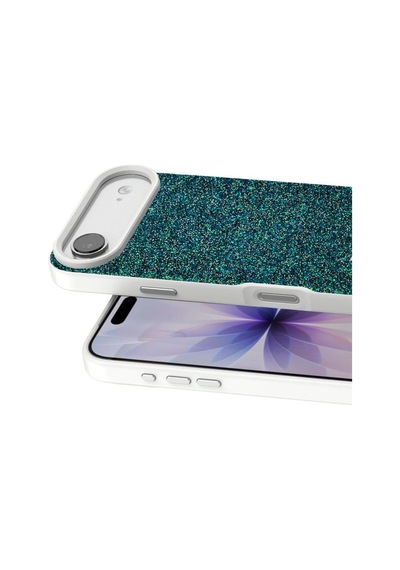 Onegif Apple iPhone Uyumlu   17 Air Bright Simli Kapak - Koyu Yeşil