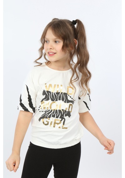 Toontoy Kids Toontoy Kız Çocuk Wild Wood Girl Baskılı Tişört Ekru