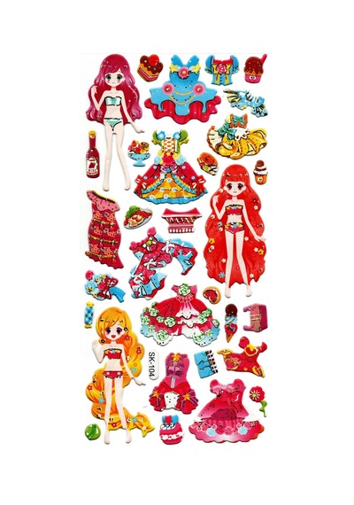 Sticker Kabartmalı Stiker Defter, Planlayıcı Etiket Sk104 9x18 Cm- Kız Giydirme