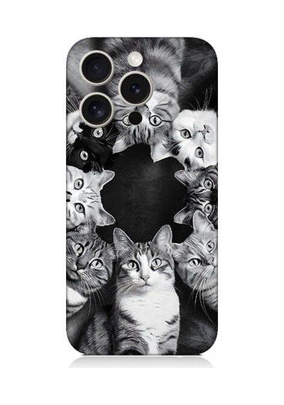 Apple Uyumlu iPhone 15 Pro Kedi Ve Uzay Desenli Silikon Kılıf Silikon