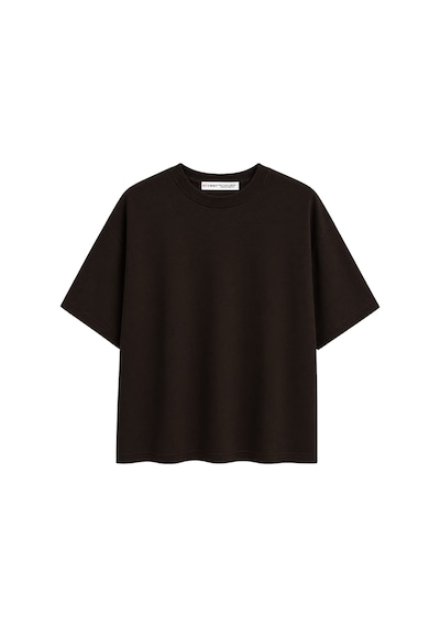 Mixray 2101 Kadın Bisiklet Yaka Soft Oversize Basic Modal T-shirt Kahve Kahverengi
