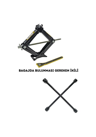 Araç Bagaj Krikosu Bijon Anahtarı Lastik Değiştirme İçin Güçlü Oto Set
