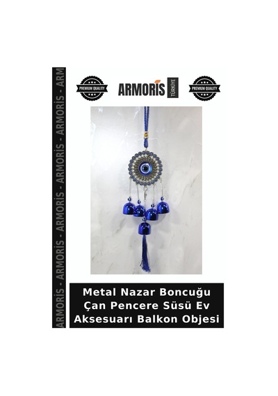 Metal Nazar Boncuğu Çan Pencere Süsü Ev Aksesuarı Balkon Objesi