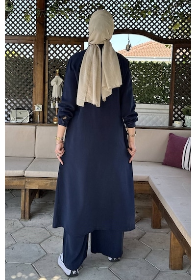 Rabia Şamlı Elif Pantolonlu Takım Lacivert Normal