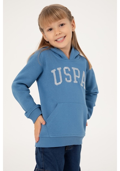 U.S. Polo Assn. Kız Çocuk Koyu Mavi Kapüşonlu Basic Sweatshirt 50296388-VR032