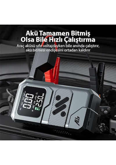 Ally St-9654 Taşınabilir Göstergeli Araç Lastik Şişirme Ve Starter Akü Takviye Seti