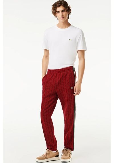 Lacoste Mens Regular Fit Monogram Red Sweatpants Erkek Dokuma Eşofman Altı Kırmızı