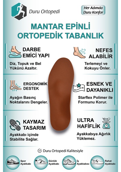 Ortopedik Man.tar Tabanlık Epinli 1 Çift