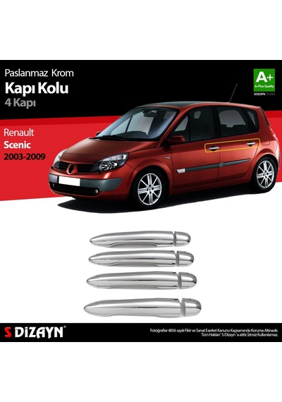 S-Dizayn Renault Scenic 2 Krom Kapı Kolu 4 Kapı 2003-2009 P. Çelik