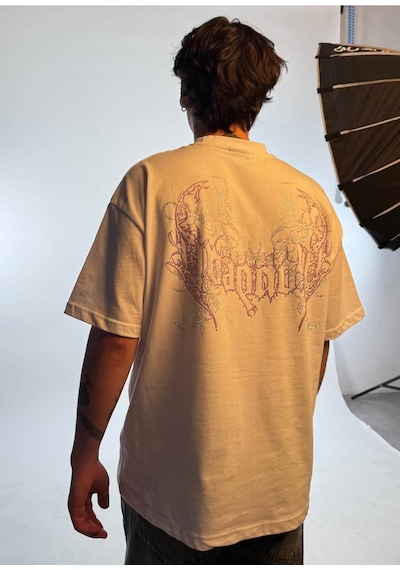 Zaee Phantom Wings Taşlı Oversize Tişört Beyaz