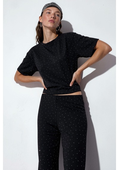 Hiccup Bdart Baskılı Bisiklet Yaka T-shirt Siyah