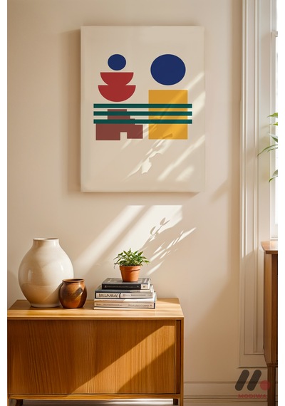 Bauhaus Geometrik Denge, Çerçevesiz Yüksek Kalite Duvar Afişi - Modern Ev Dekorasyonu