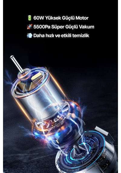 Proseg Pr-as04 6000pa 5v 60w Kablolu Siyah Araç İçi El Süpürgesi