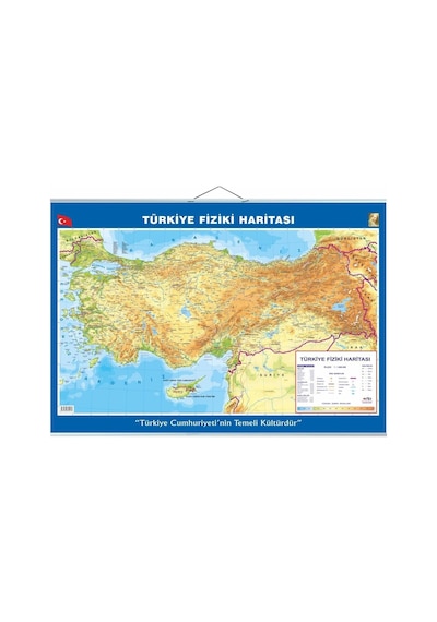 Lrs Store Büyük Türkiye Haritası 70x100 Cm Çift Taraflı Çıtalı Askılı Hem Siyasi Hem Fiziki, Çok Renkli 1