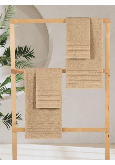 4 Lü Banyo Havlusu Seti Dora Bej - 70x140 Bej