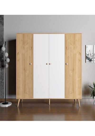 Floradesign Milano Gardırop /elbise Dolabı Dört Kapaklı Dolap 160cm Meşe