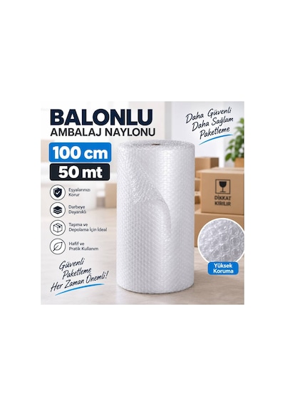A Kalite Balonlu Eşya Koruma Naylonu Patpat 100cmx 50 M Pat Pat - Ambalaj Pıtpıt 50 M2 40gr