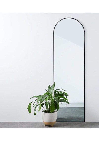 Dekoratif Ayna Mdf Oval Boy Ayna Duvar Aynası 165 X 45 Cm Siyah