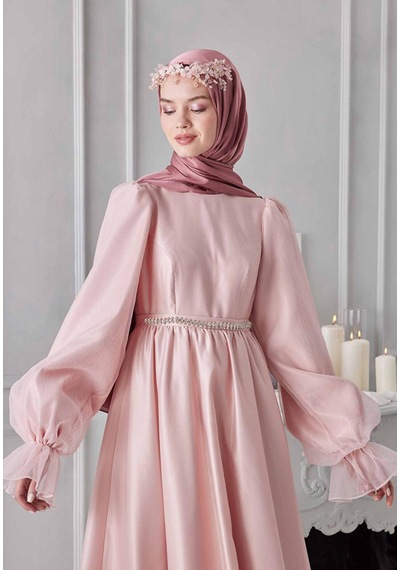 Gesshop Kadın Abiye Janjan Şal Gül Kurusu - Pembe